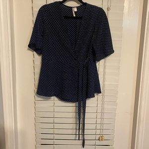 Celeste Polka Dot Wrap Blouse from Francesca’s- Size M